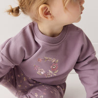 Organic Cotton Damien Sweatshirt - Vintage Violet Wreath Childrens Top from Jamie Kay NZ