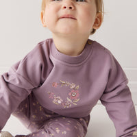 Organic Cotton Damien Sweatshirt - Vintage Violet Wreath Childrens Top from Jamie Kay NZ