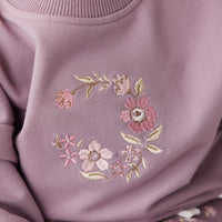 Organic Cotton Damien Sweatshirt - Vintage Violet Wreath Childrens Top from Jamie Kay NZ