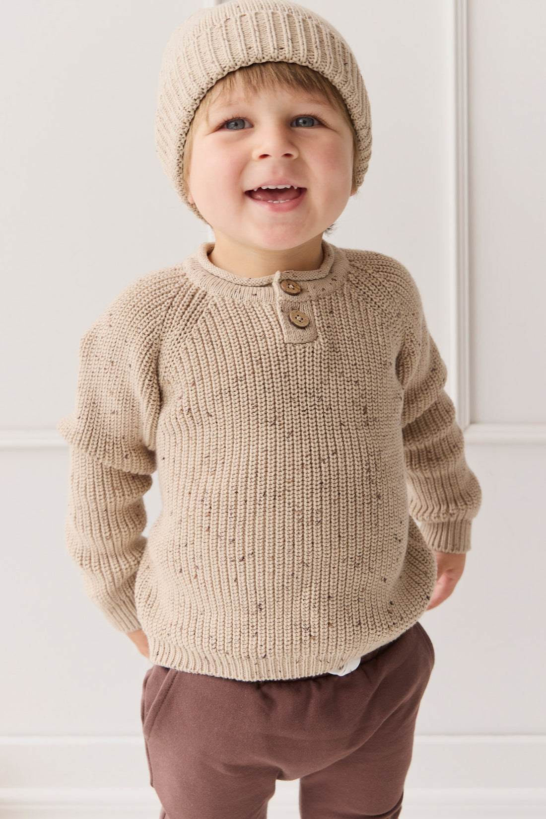 Sam Knitted Jumper - Malt Fleck Childrens Jumper from Jamie Kay NZ