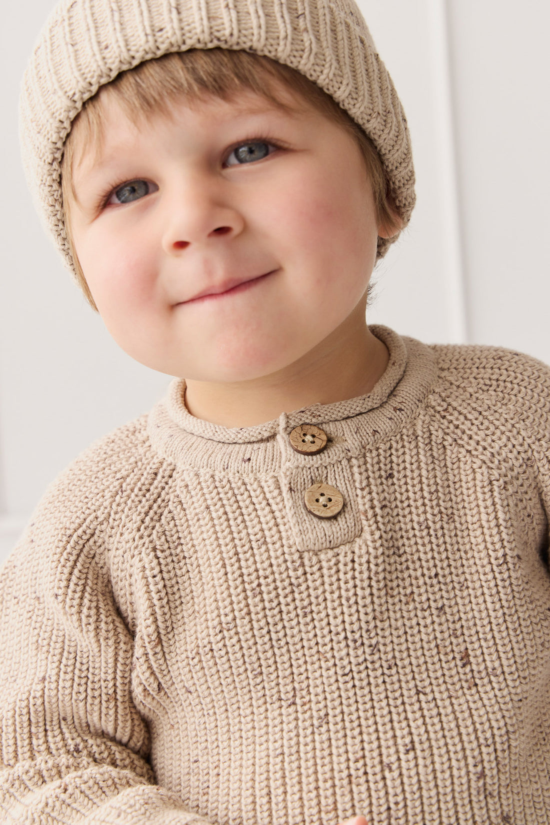 Sam Knitted Jumper - Malt Fleck Childrens Jumper from Jamie Kay NZ