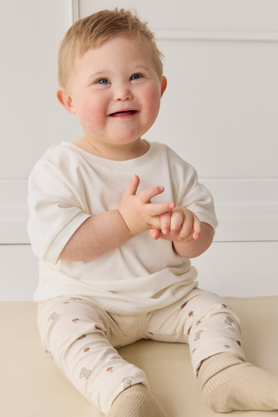 Pima Cotton Eddie Tee - Parchment Childrens Top from Jamie Kay NZ