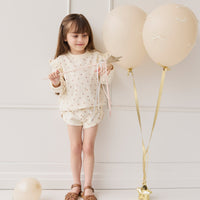 Organic Cotton Ivy Shortie - Simple Flowers Egret Childrens Short from Jamie Kay NZ