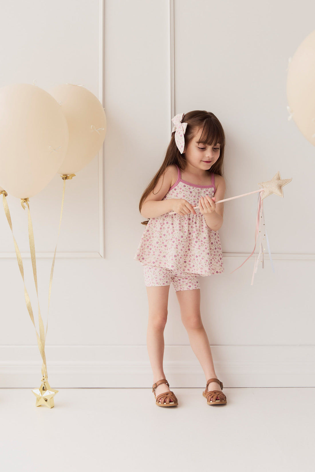 Organic Cotton Bow - Adaline Berries Ballet Pink Childrens Hair Bow from Jamie Kay NZ