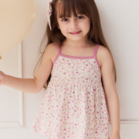 Organic Cotton Maple Singlet - Adaline Berries Ballet Pink Childrens Singlet from Jamie Kay NZ