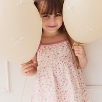 Organic Cotton Maple Singlet - Adaline Berries Ballet Pink Childrens Singlet from Jamie Kay NZ