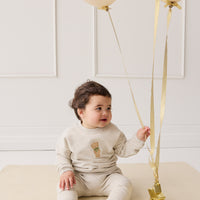 Organic Cotton Damien Sweatshirt - Oatmeal Marle Little Ted Childrens Top from Jamie Kay NZ