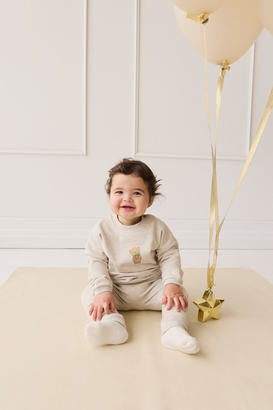 Organic Cotton Morgan Track Pant - Oatmeal Marle Childrens Pant from Jamie Kay NZ