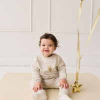 Organic Cotton Morgan Track Pant - Oatmeal Marle Childrens Pant from Jamie Kay NZ