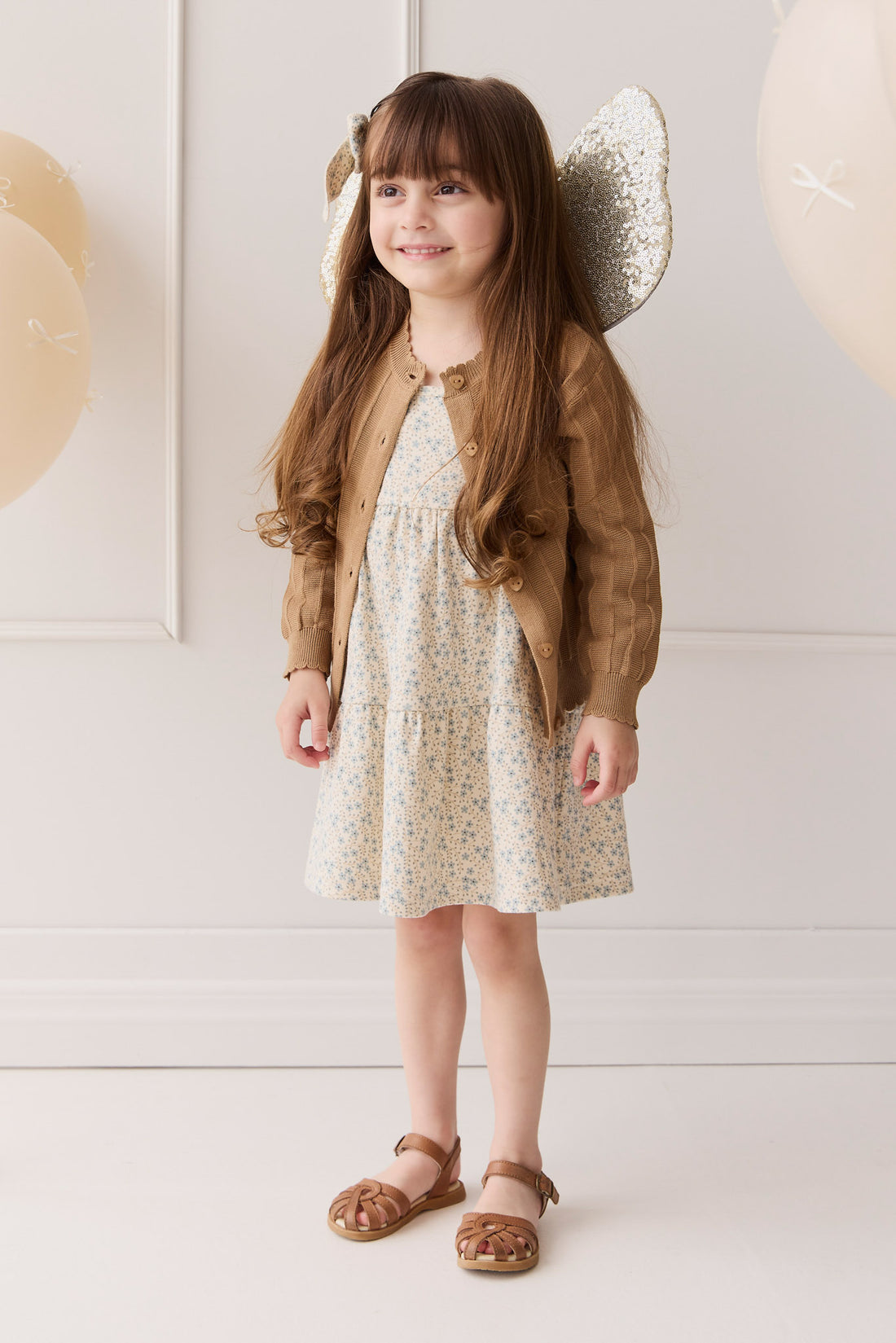 Emily Knitted Cardigan - Caramel Cream Childrens Cardigan from Jamie Kay NZ