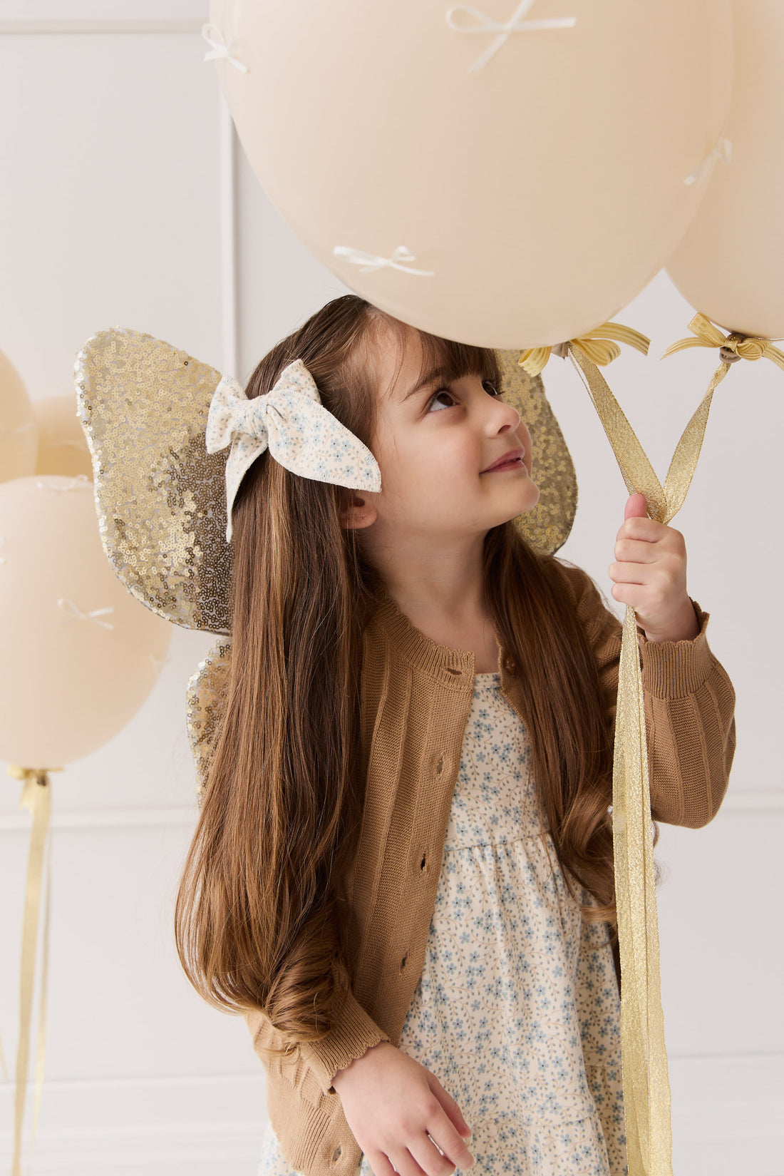 Organic Cotton Bow - Adnola Floral Childrens Hair Bow from Jamie Kay NZ