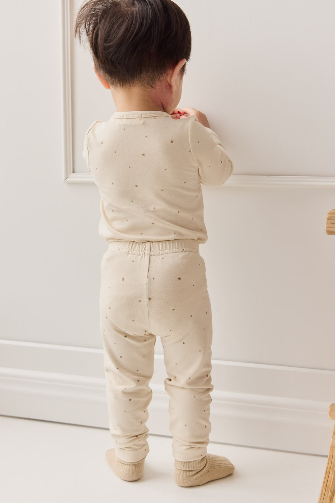 Organic Cotton Modal Long Sleeve Bodysuit - Milky Way Buff Childrens Bodysuit from Jamie Kay NZ