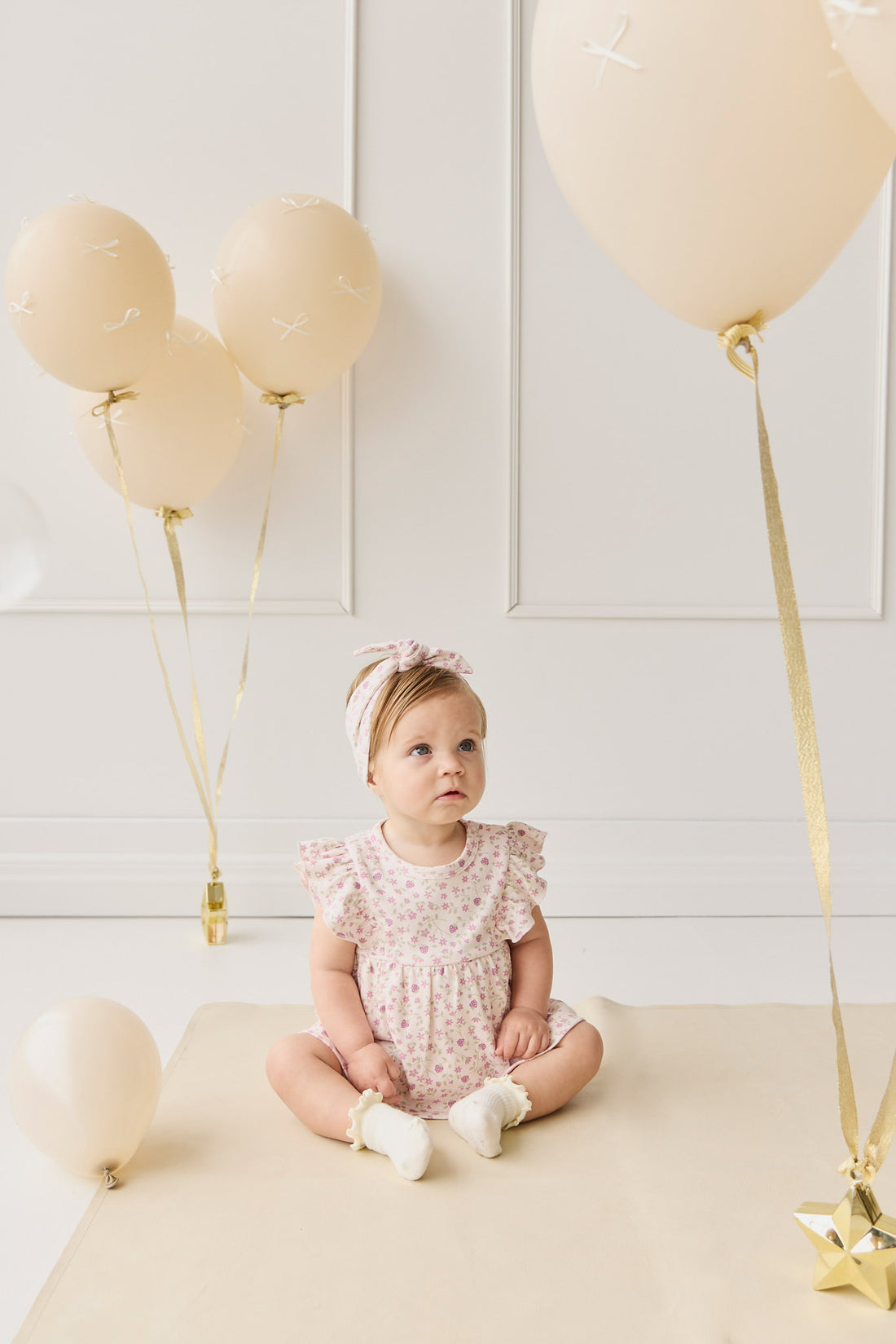 Organic Cotton Elianna Playsuit - Adaline Berries Ballet Pink Childrens Playsuit from Jamie Kay NZ