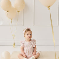 Organic Cotton Elianna Playsuit - Adaline Berries Ballet Pink Childrens Playsuit from Jamie Kay NZ