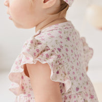 Organic Cotton Elianna Playsuit - Adaline Berries Ballet Pink Childrens Playsuit from Jamie Kay NZ