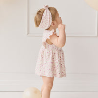 Organic Cotton Elianna Playsuit - Adaline Berries Ballet Pink Childrens Playsuit from Jamie Kay NZ