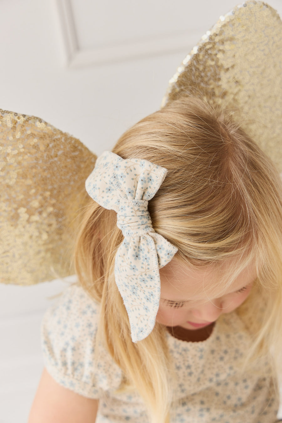 Organic Cotton Bow - Adnola Floral Childrens Hair Bow from Jamie Kay NZ