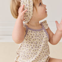 Organic Cotton Prarie Playsuit - Blueberry Field Raindrops Childrens Playsuit from Jamie Kay NZ