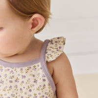 Organic Cotton Prarie Playsuit - Blueberry Field Raindrops Childrens Playsuit from Jamie Kay NZ