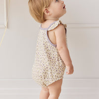 Organic Cotton Prarie Playsuit - Blueberry Field Raindrops Childrens Playsuit from Jamie Kay NZ