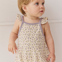 Organic Cotton Prarie Playsuit - Blueberry Field Raindrops Childrens Playsuit from Jamie Kay NZ