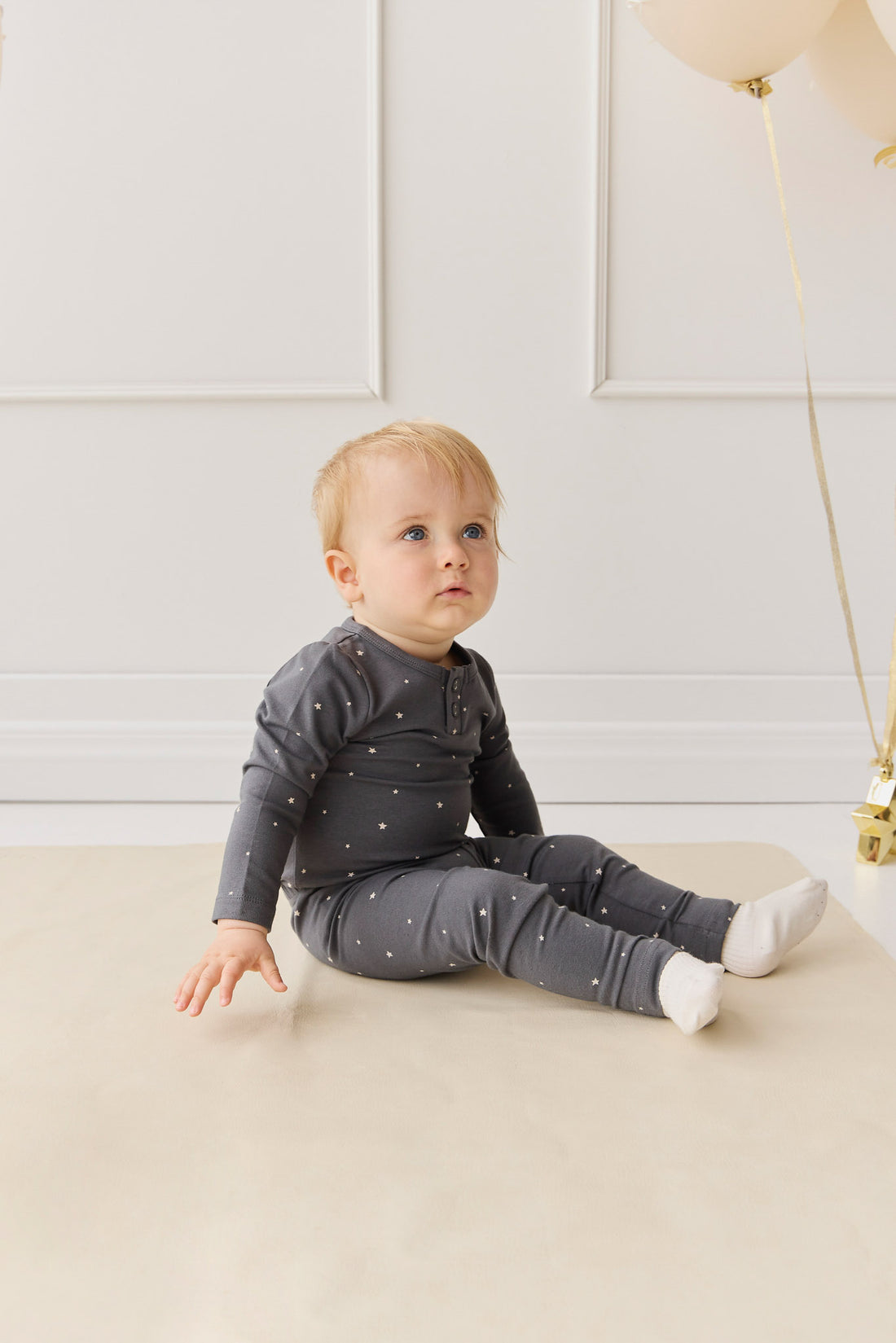 Organic Cotton Modal Long Sleeve Bodysuit - Milky Way Icelandic Childrens Bodysuit from Jamie Kay NZ