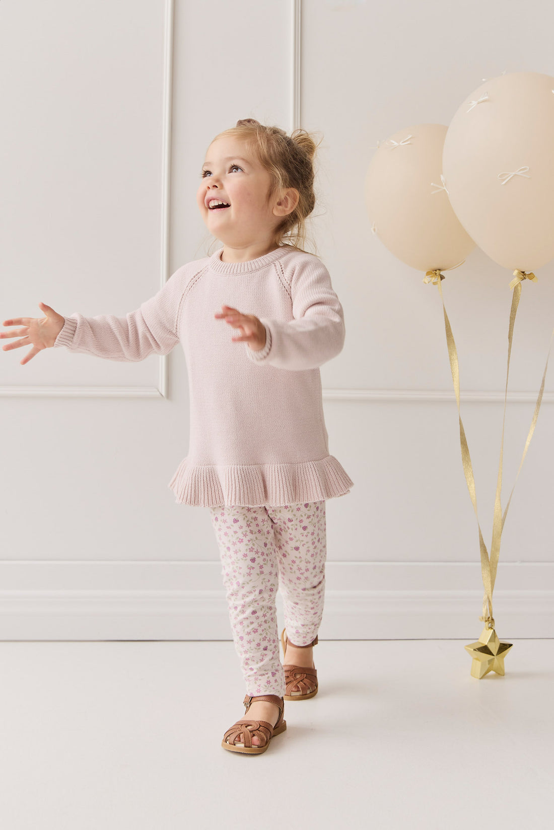 Organic Cotton Everyday Legging - Adaline Berries Ballet Pink Childrens Legging from Jamie Kay NZ