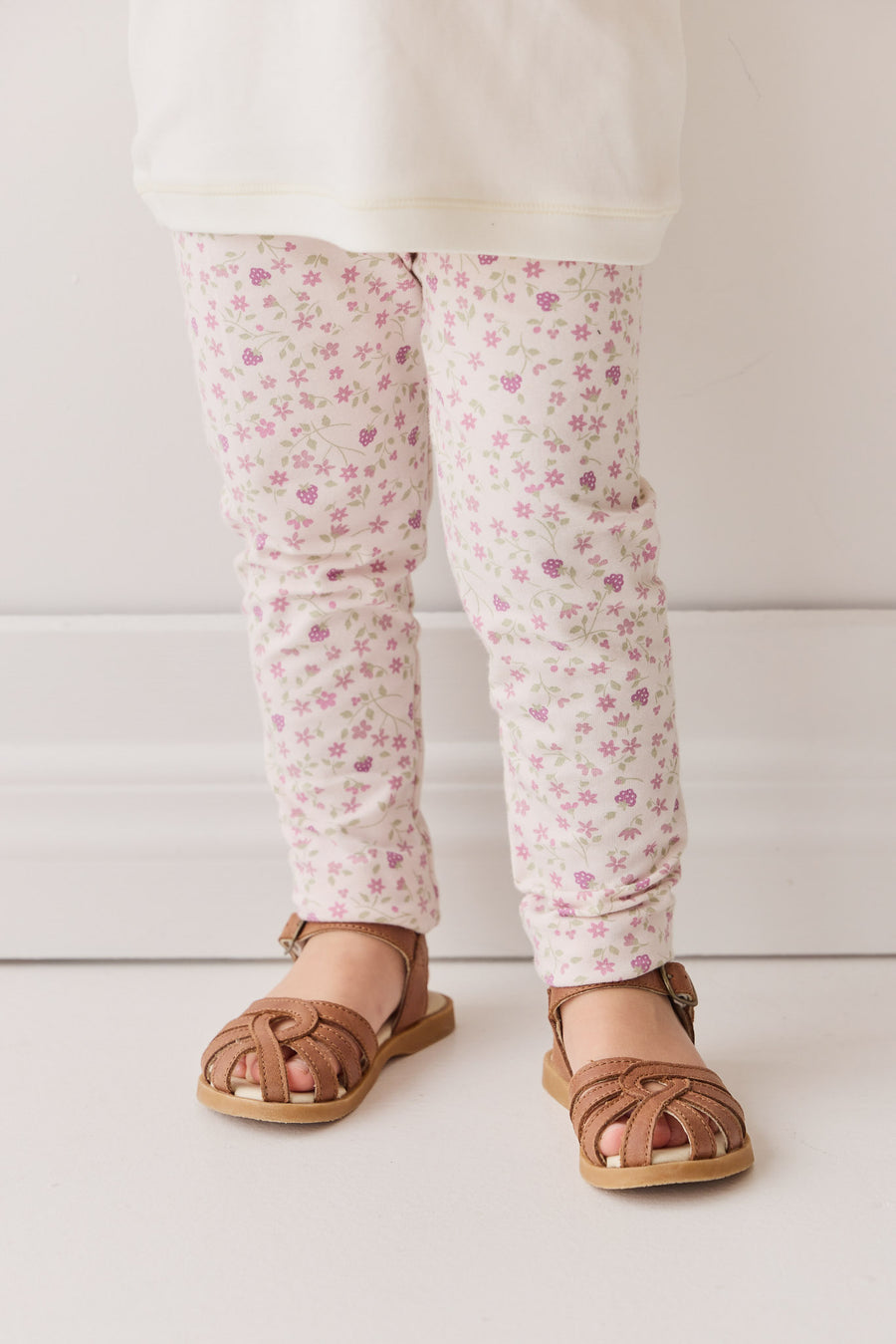 Organic Cotton Everyday Legging - Adaline Berries Ballet Pink Childrens Legging from Jamie Kay NZ