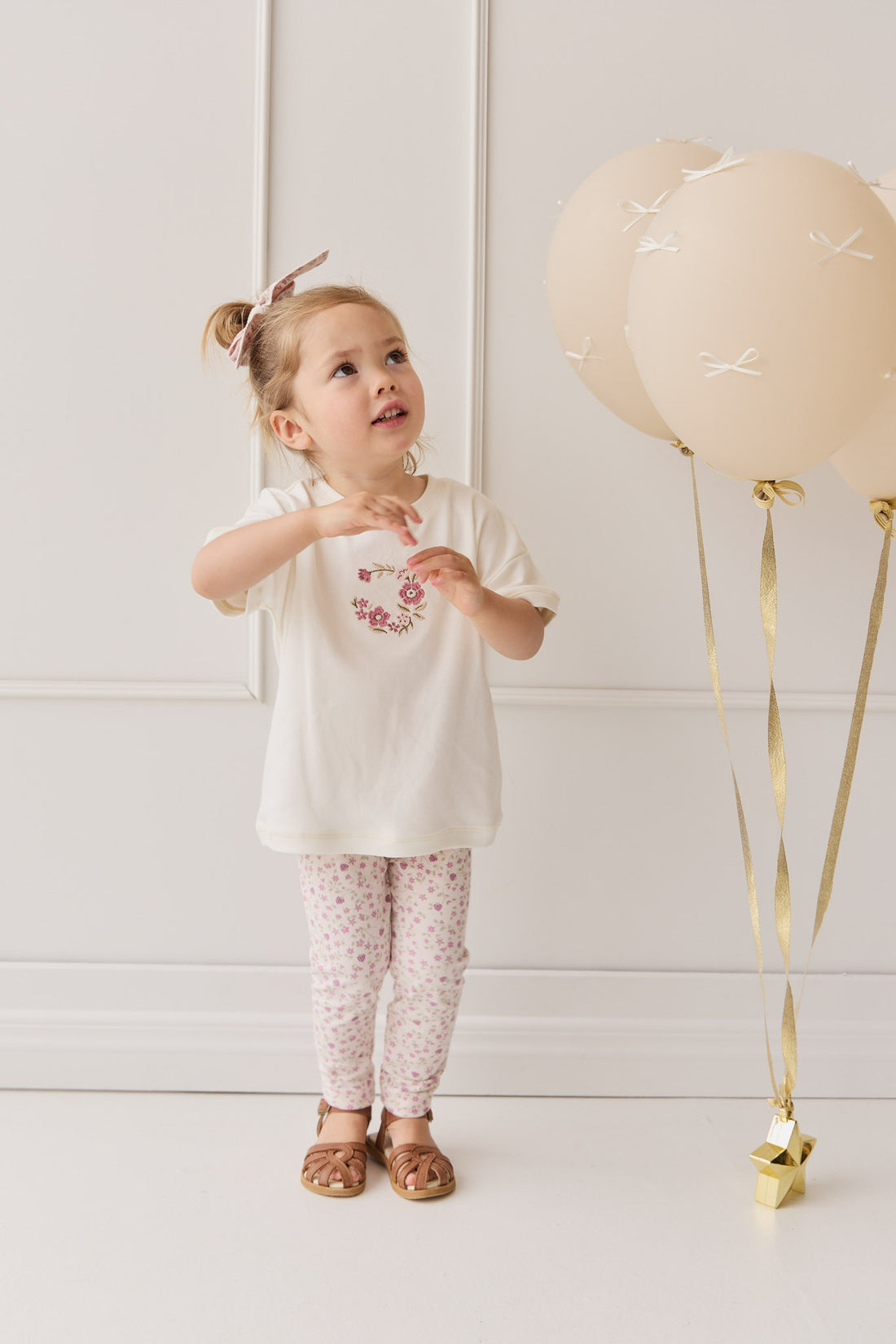 Organic Cotton Everyday Legging - Adaline Berries Ballet Pink Childrens Legging from Jamie Kay NZ