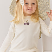 Pima Cotton Vinny Long Sleeve Top - Egret Cherry Love Lilac Childrens Top from Jamie Kay NZ