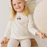 Pima Cotton Vinny Long Sleeve Top - Egret Cherry Love Lilac Childrens Top from Jamie Kay NZ