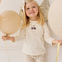 Pima Cotton Vinny Long Sleeve Top - Egret Cherry Love Lilac Childrens Top from Jamie Kay NZ