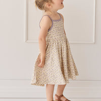 Organic Cotton Samantha Dress - Blueberry Field Raindrops Childrens Dress from Jamie Kay NZ