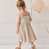 Organic Cotton Samantha Dress - Blueberry Field Raindrops Childrens Dress from Jamie Kay NZ