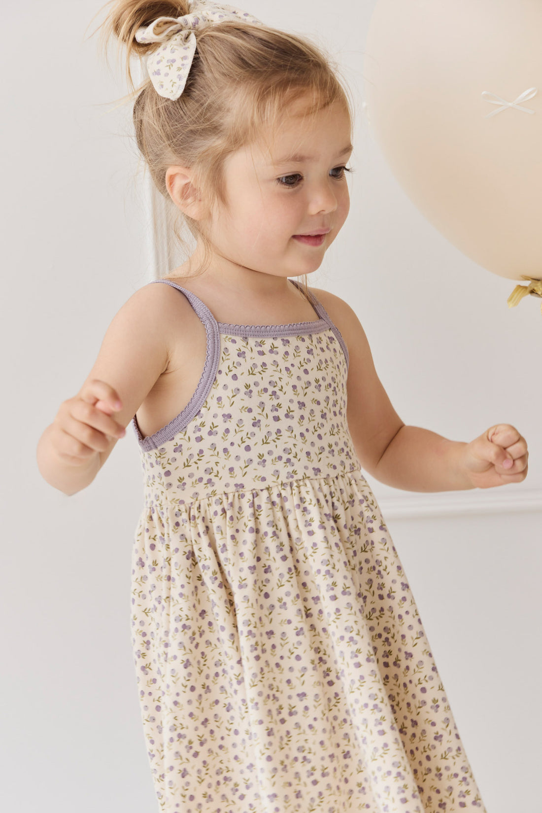 Organic Cotton Samantha Dress - Blueberry Field Raindrops Childrens Dress from Jamie Kay NZ