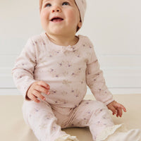 Organic Cotton Long Sleeve Bodysuit - Sweet Pea Floral Childrens Bodysuit from Jamie Kay NZ