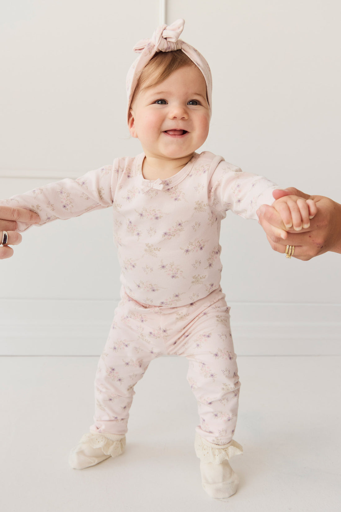 Organic Cotton Long Sleeve Bodysuit - Sweet Pea Floral Childrens Bodysuit from Jamie Kay NZ