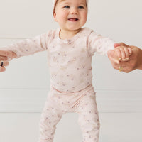 Organic Cotton Long Sleeve Bodysuit - Sweet Pea Floral Childrens Bodysuit from Jamie Kay NZ