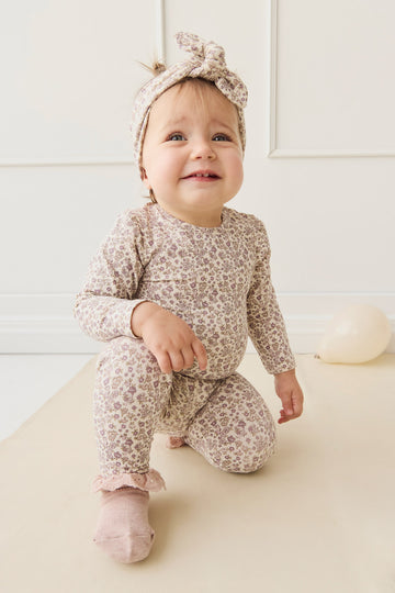 Organic Cotton Modal Long Sleeve Bodysuit - Amber Eggnog Childrens Bodysuit from Jamie Kay NZ