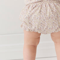 Organic Cotton Frill Bloomer - Amber Floral Lilac Ash Childrens Bloomer from Jamie Kay NZ