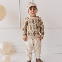 Enzo Hat - Enzo Jacquard Oatmeal Marle Childrens Beanie from Jamie Kay NZ