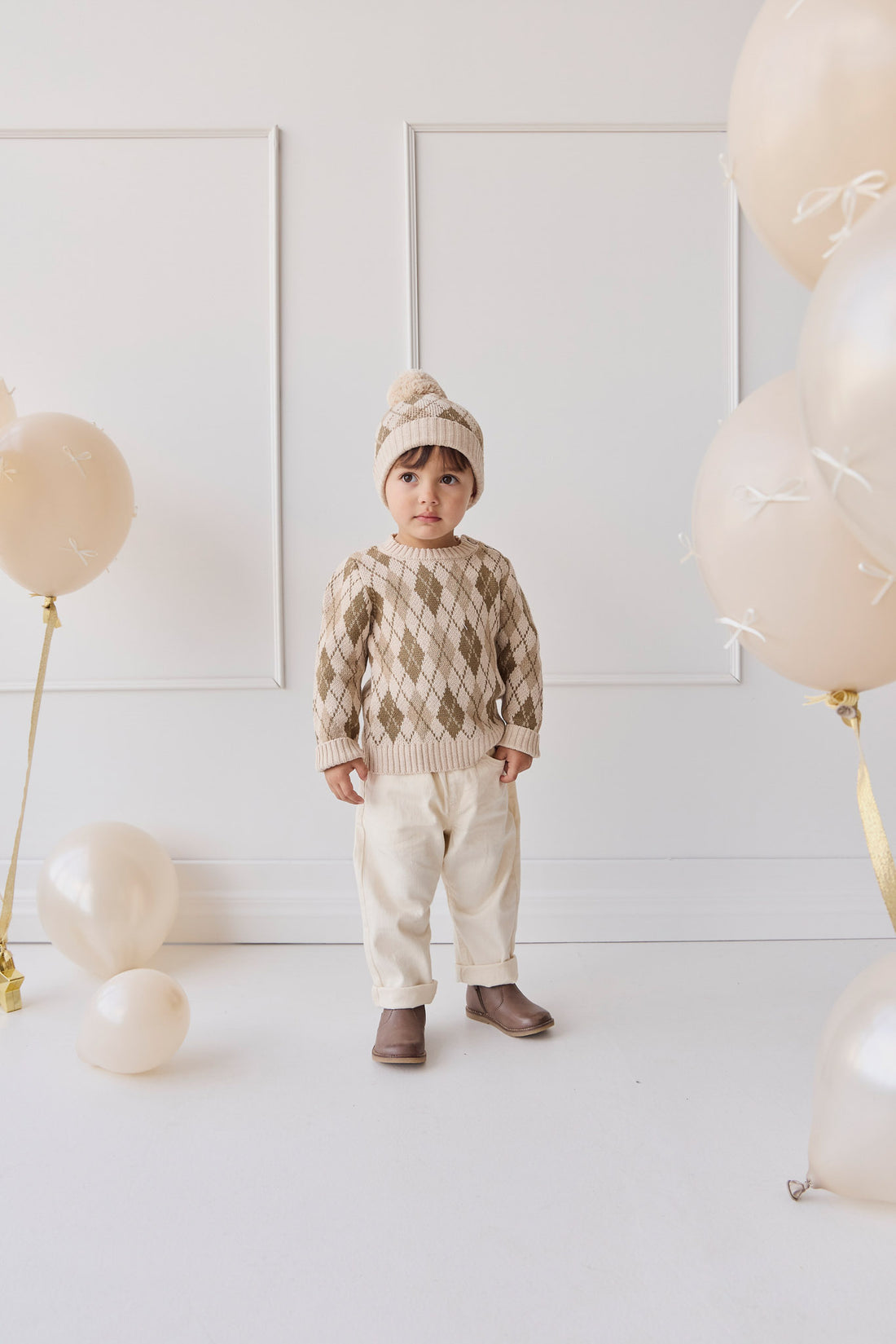 Enzo Jumper - Enzo Jacquard Oatmeal Marle Childrens Jumper from Jamie Kay NZ