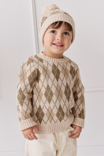 Enzo Jumper - Enzo Jacquard Oatmeal Marle Childrens Jumper from Jamie Kay NZ