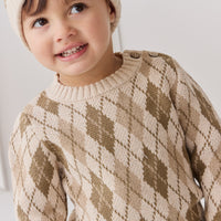 Enzo Jumper - Enzo Jacquard Oatmeal Marle Childrens Jumper from Jamie Kay NZ