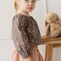 Organic Cotton Heather Blouse - Winter Moonless Night Childrens Top from Jamie Kay NZ