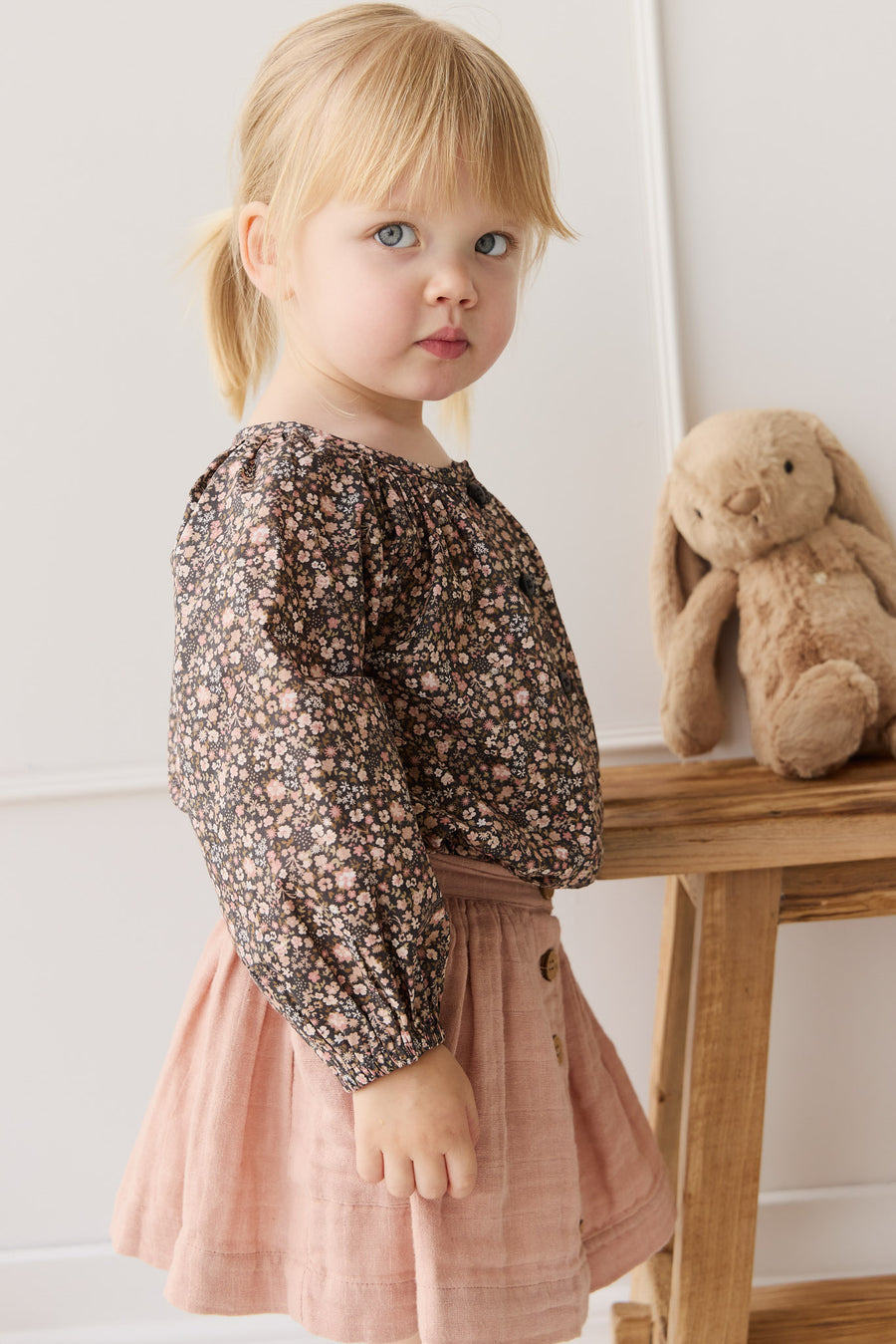 Organic Cotton Heather Blouse - Winter Moonless Night Childrens Top from Jamie Kay NZ