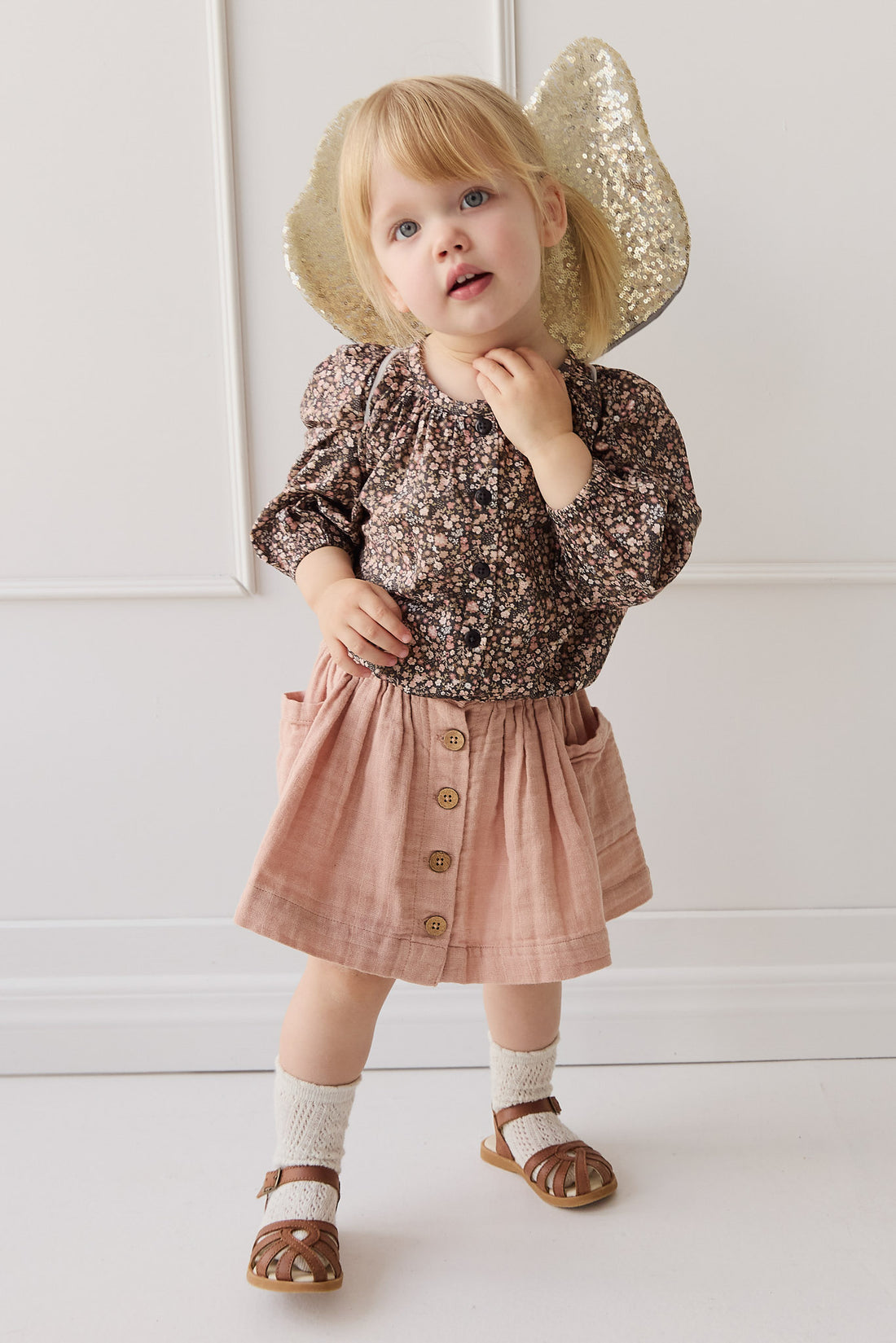 Organic Cotton Heather Blouse - Winter Moonless Night Childrens Top from Jamie Kay NZ