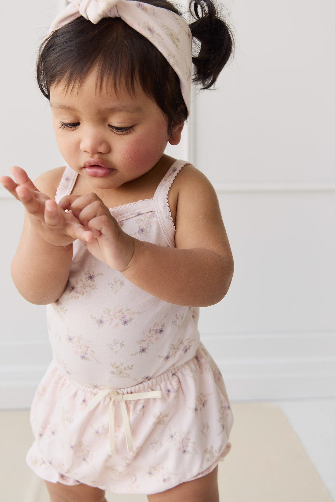 Organic Cotton Frill Bloomer - Sweet Pea Floral Childrens Bloomer from Jamie Kay NZ