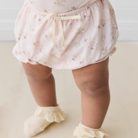 Organic Cotton Frill Bloomer - Sweet Pea Floral Childrens Bloomer from Jamie Kay NZ