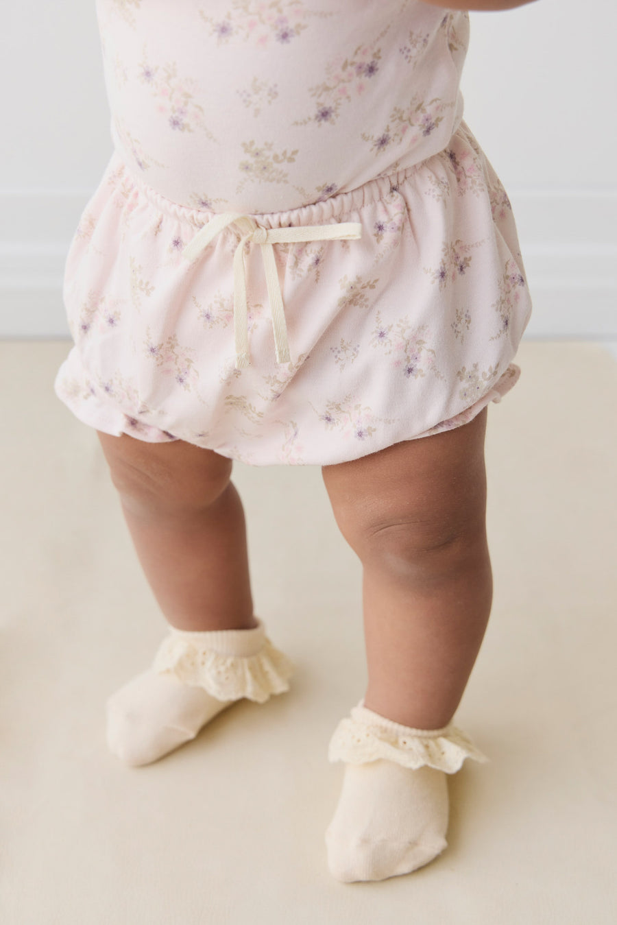 Organic Cotton Frill Bloomer - Sweet Pea Floral Childrens Bloomer from Jamie Kay NZ